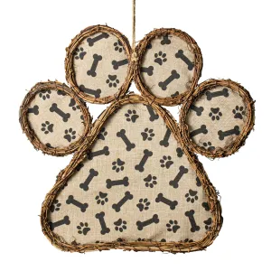 15" Grapevine Hanger: Bones Paw Print