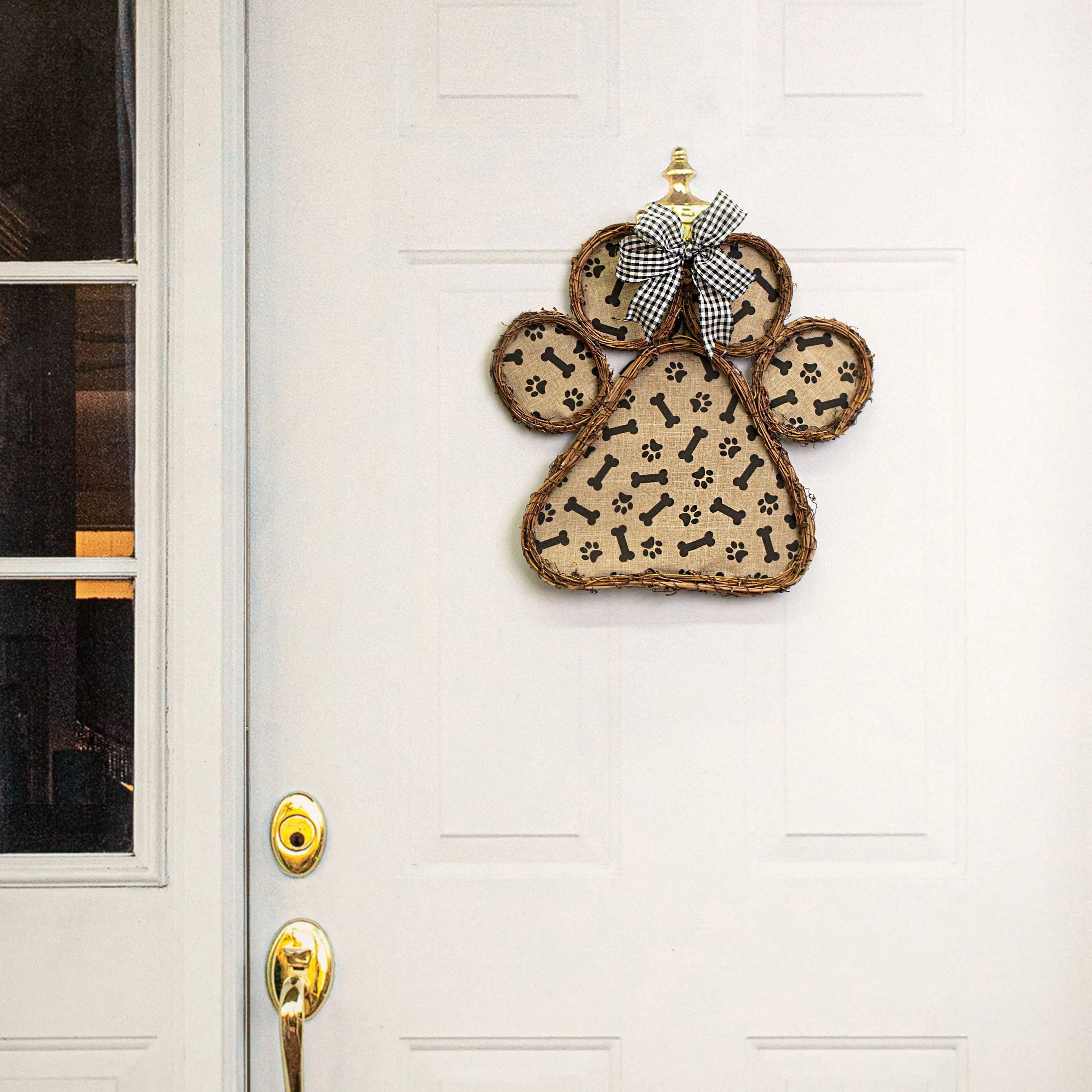 15" Grapevine Hanger: Bones Paw Print