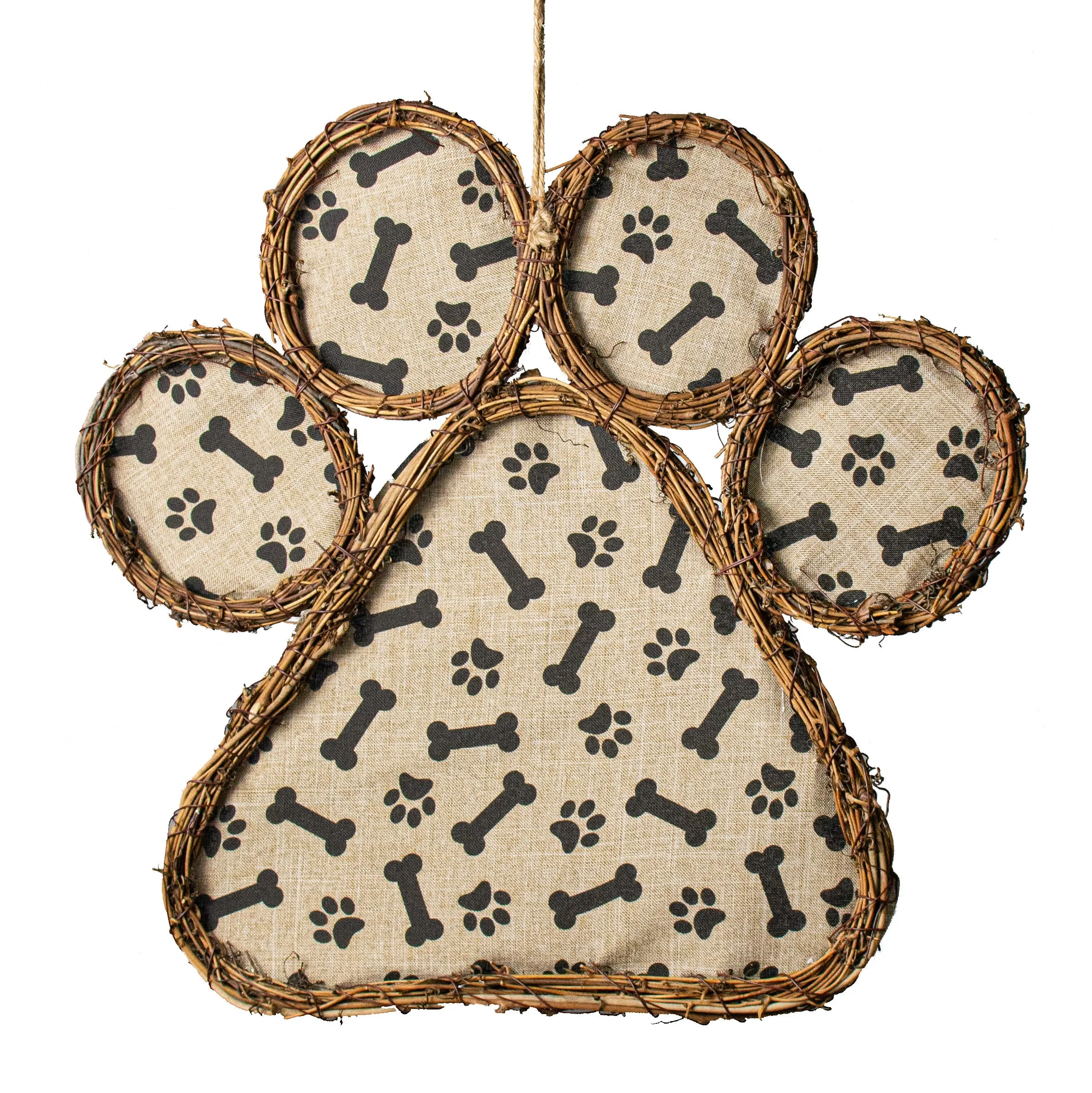 15" Grapevine Hanger: Bones Paw Print