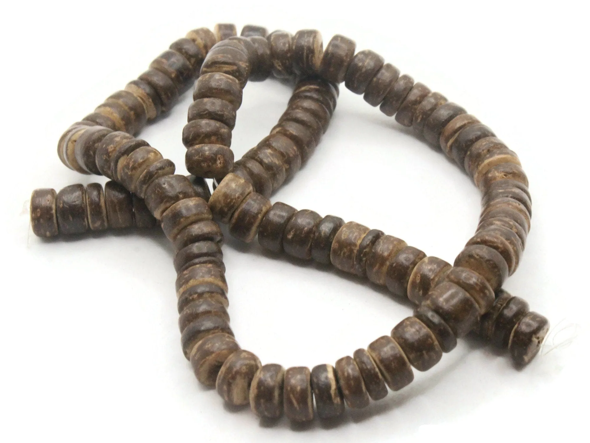 16 Inch 8mm Coconut Wood Heishe Brown Rondelle Beads