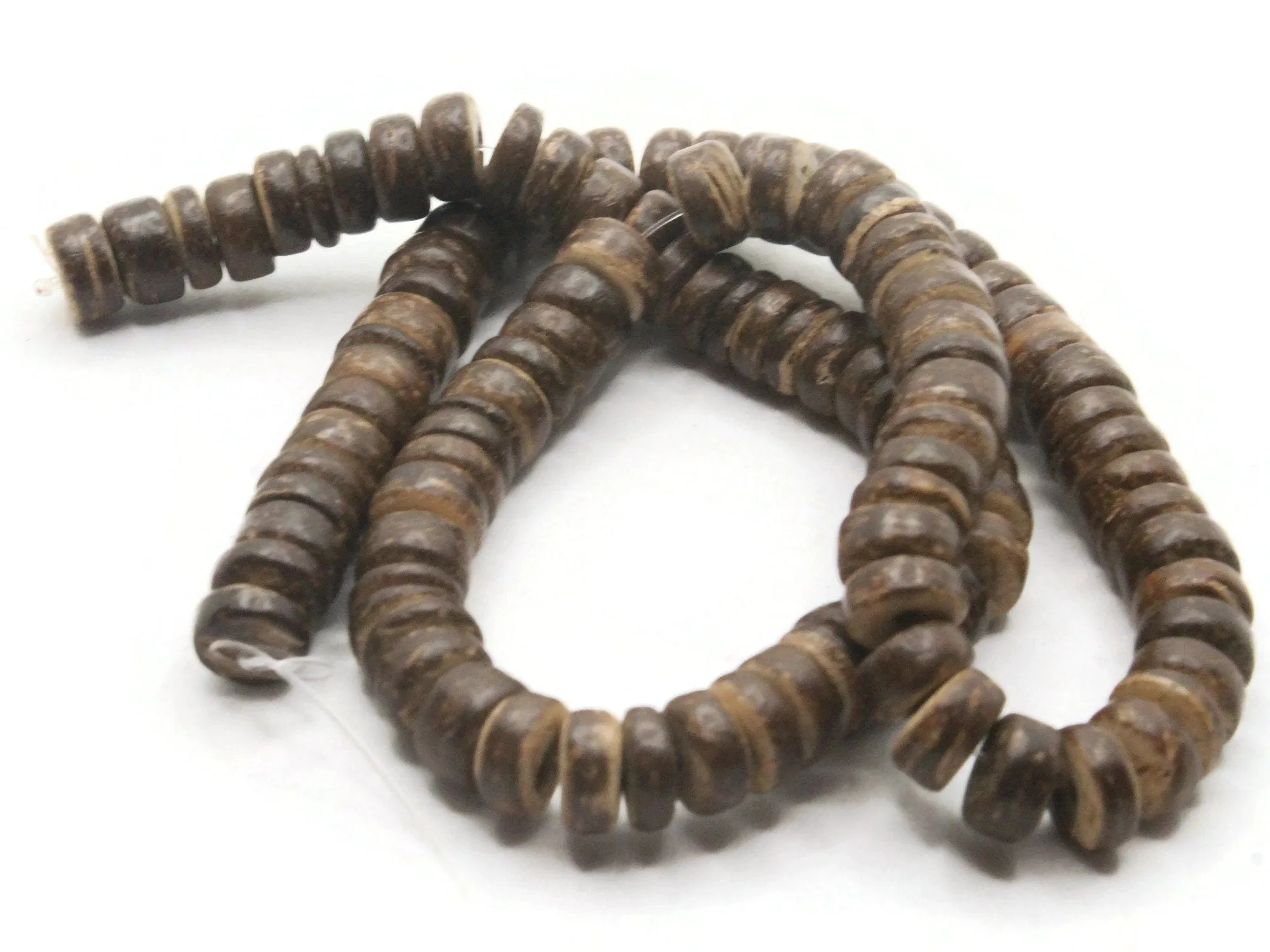 16 Inch 8mm Coconut Wood Heishe Brown Rondelle Beads