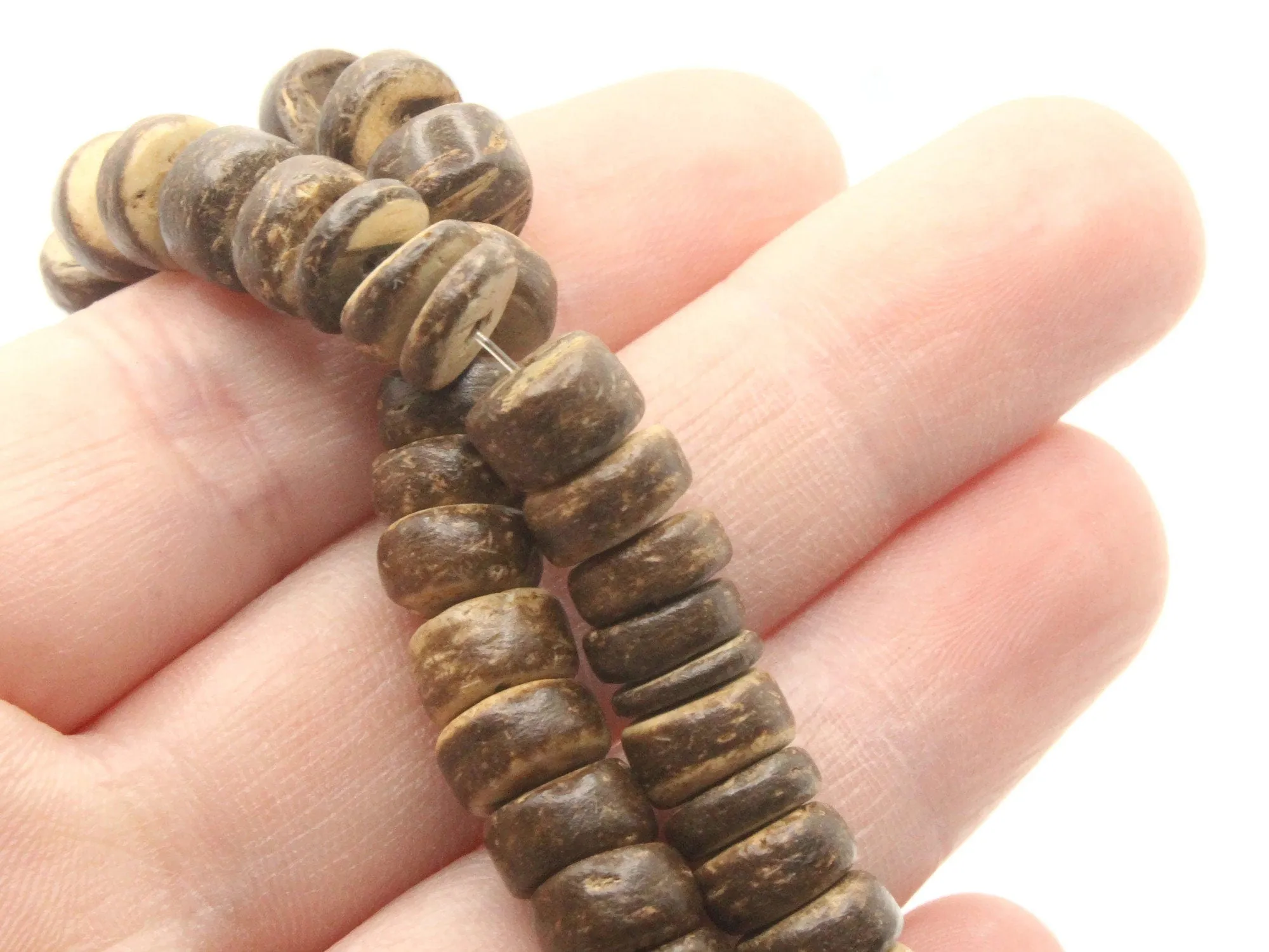 16 Inch 8mm Coconut Wood Heishe Brown Rondelle Beads