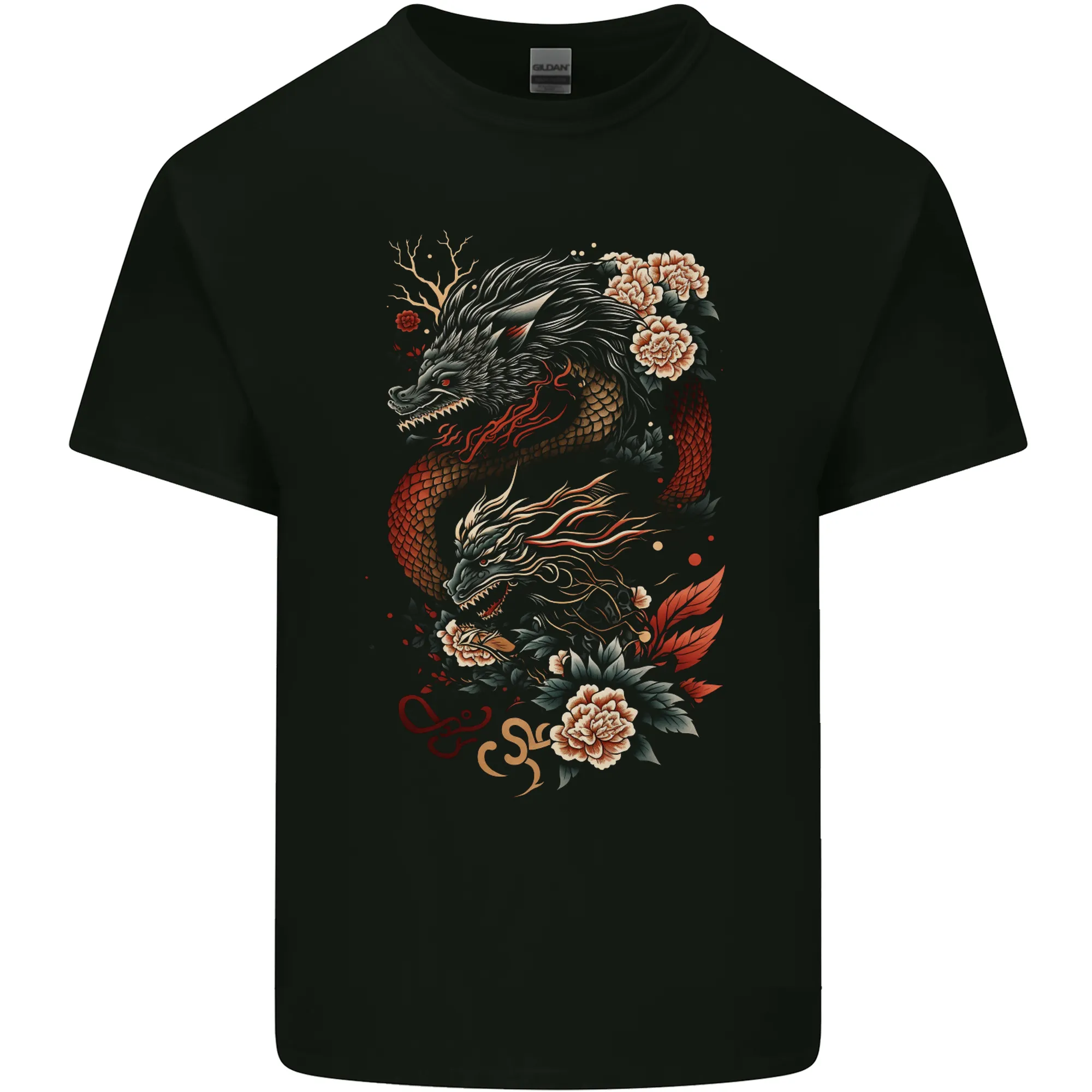 2 Chinese Dragons Fantasy Kids T-Shirt Childrens
