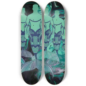 2 Skateboard Series Art - Green Mermen