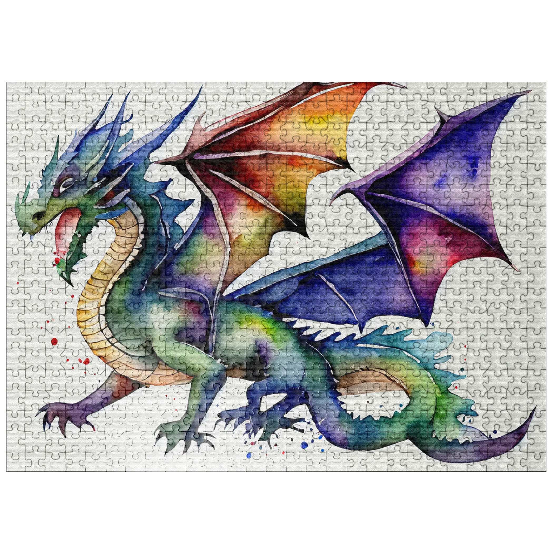 Abstract Watercolor Dragon Horned Venom Fantasy Canvas