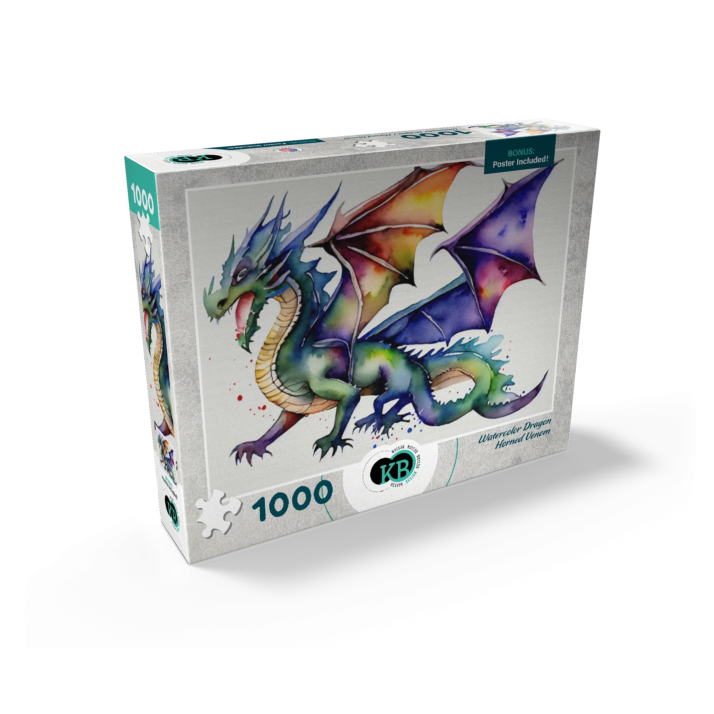 Abstract Watercolor Dragon Horned Venom Fantasy Canvas