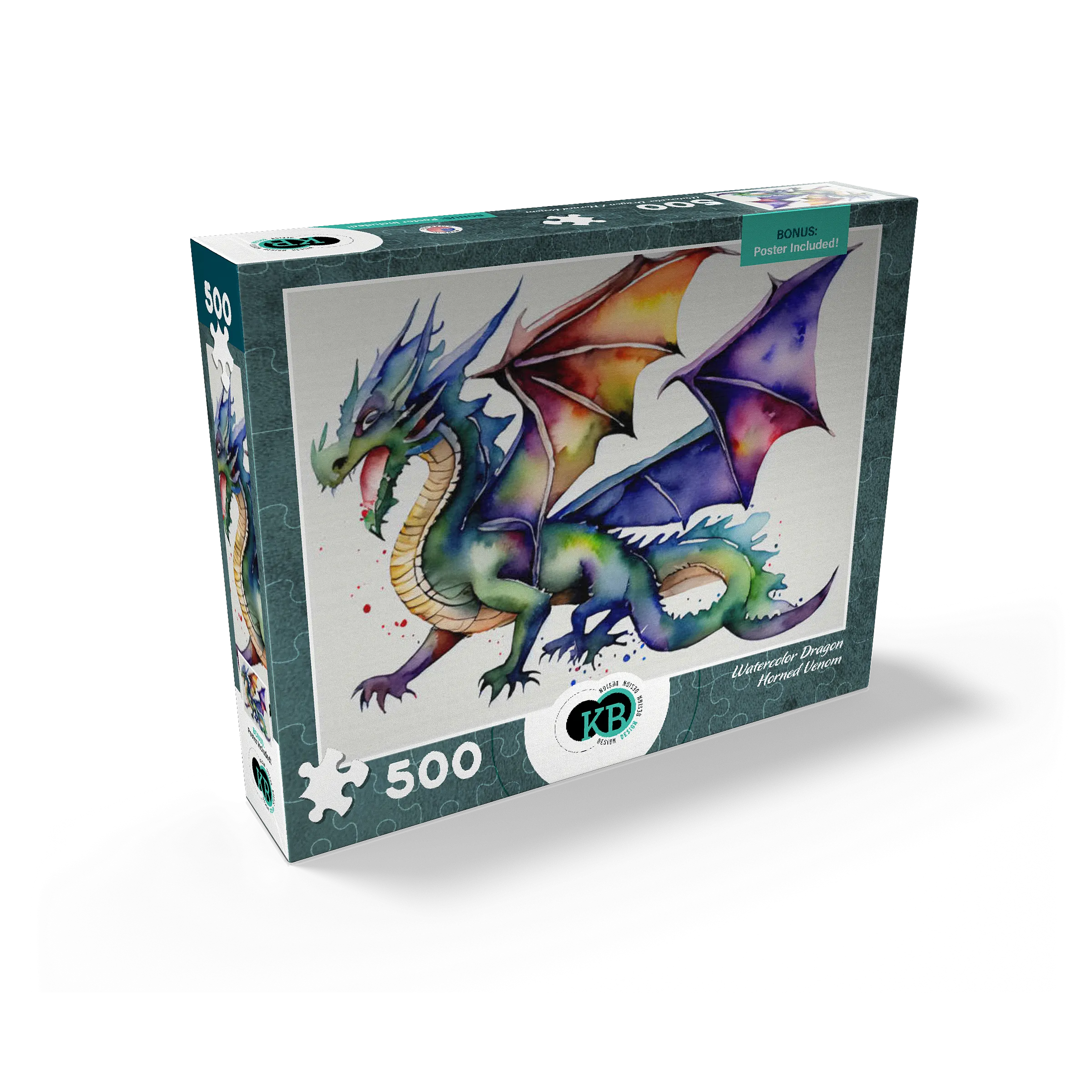 Abstract Watercolor Dragon Horned Venom Fantasy Canvas