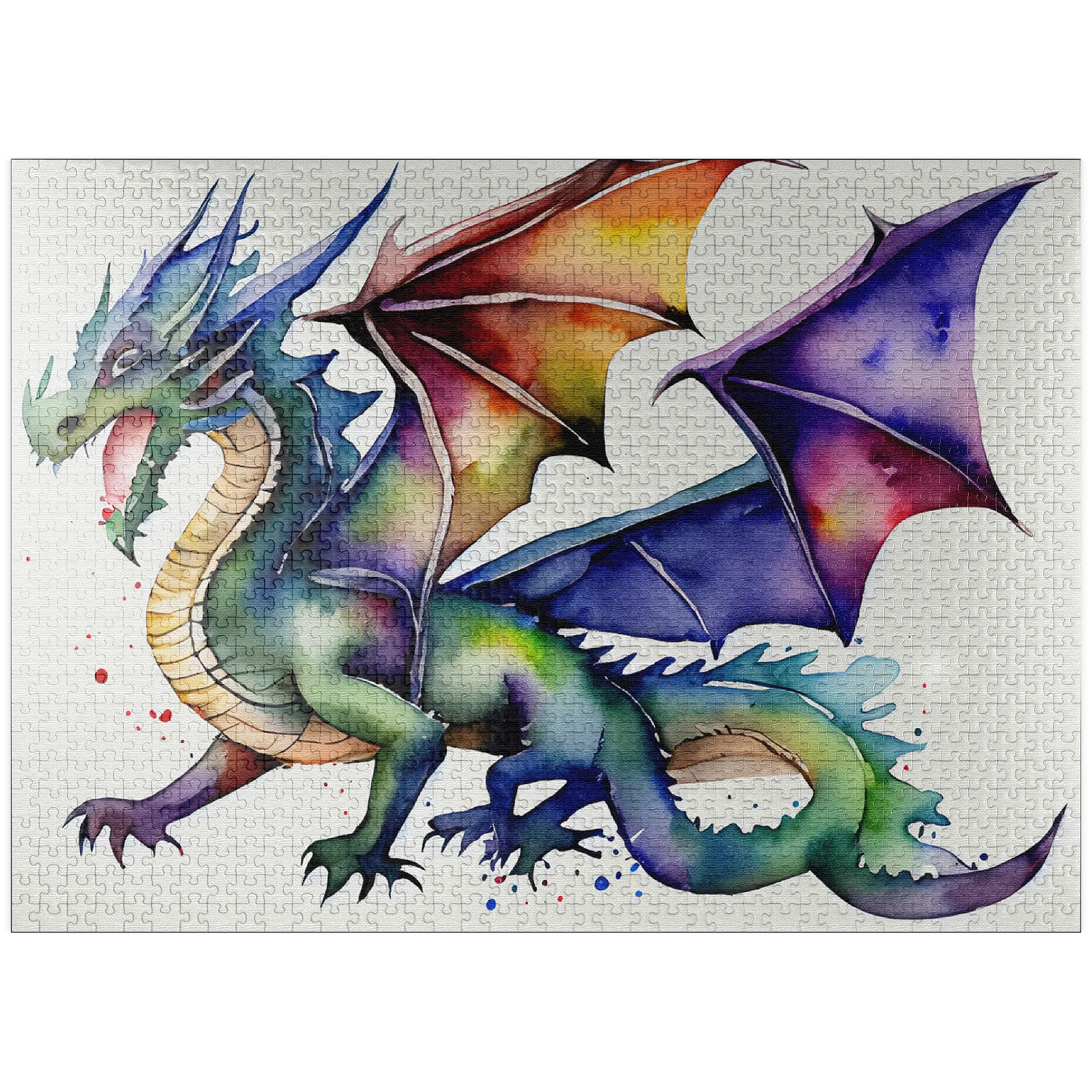 Abstract Watercolor Dragon Horned Venom Fantasy Canvas