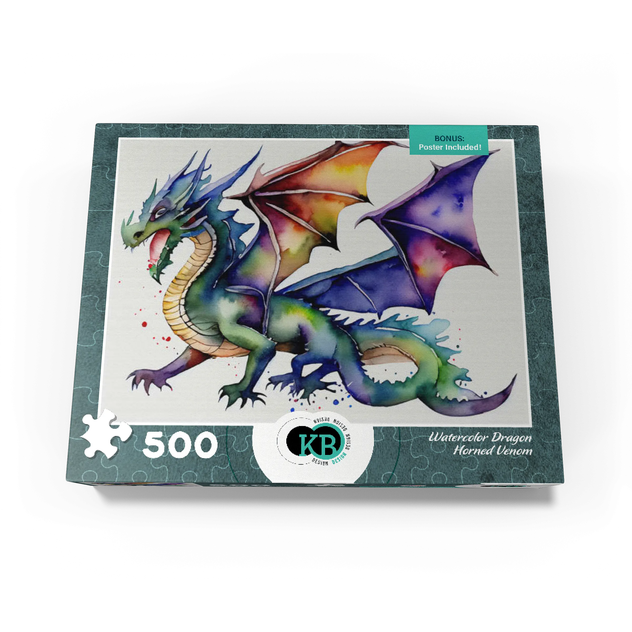 Abstract Watercolor Dragon Horned Venom Fantasy Canvas