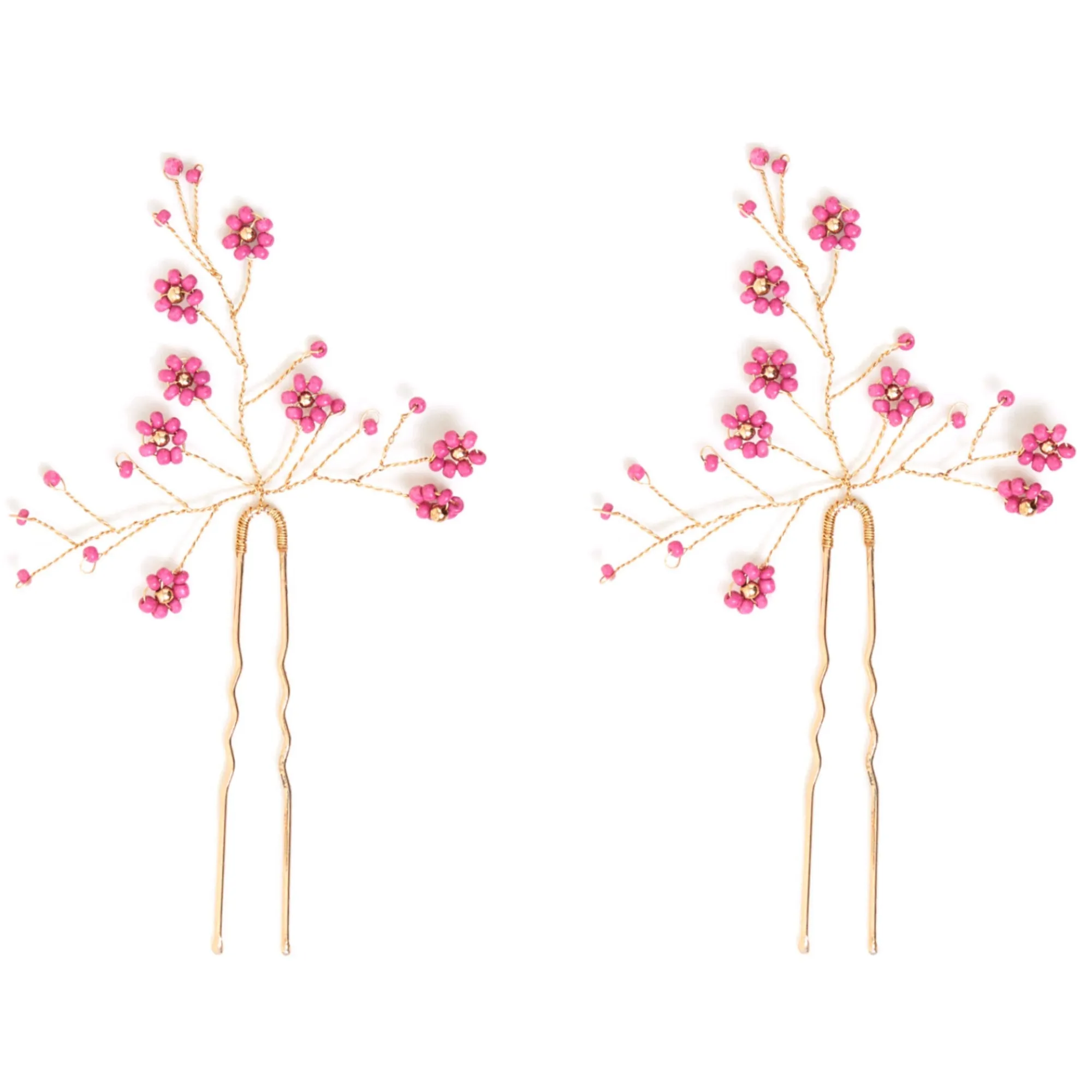 Accessorize London Women's Pink  Flower Hair Pins  Pack-2