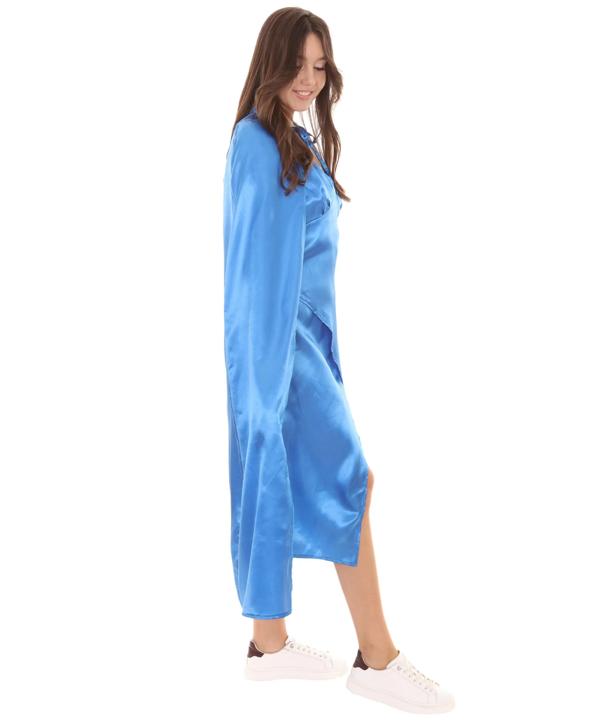 Adult Women's Dragon Queen Blue Dress with Cloak Costume , Blue Cosplay Costume