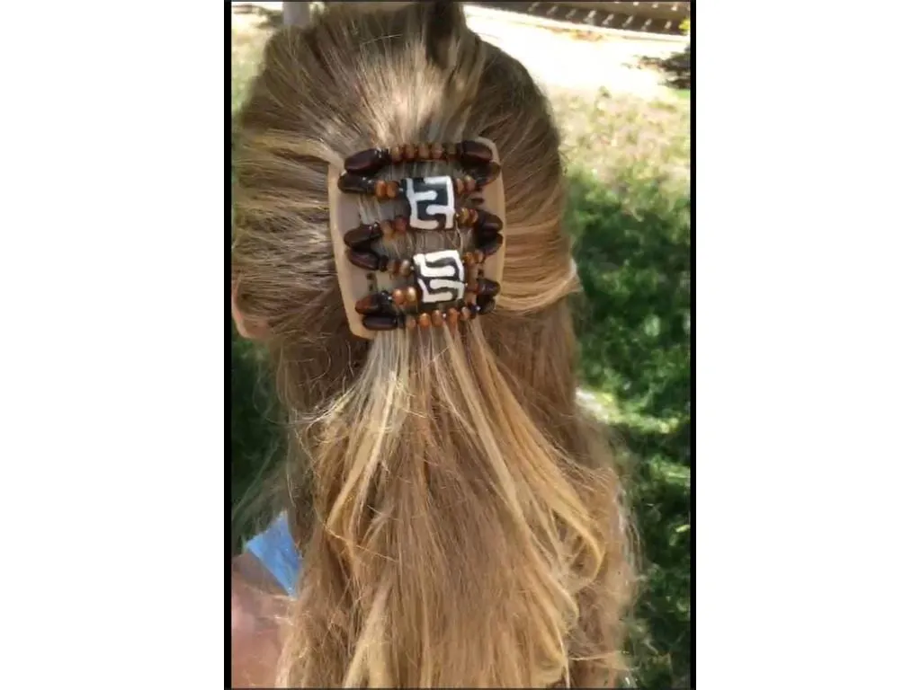 African Butterfly Chameleon Hair Comb - Beada Black 61