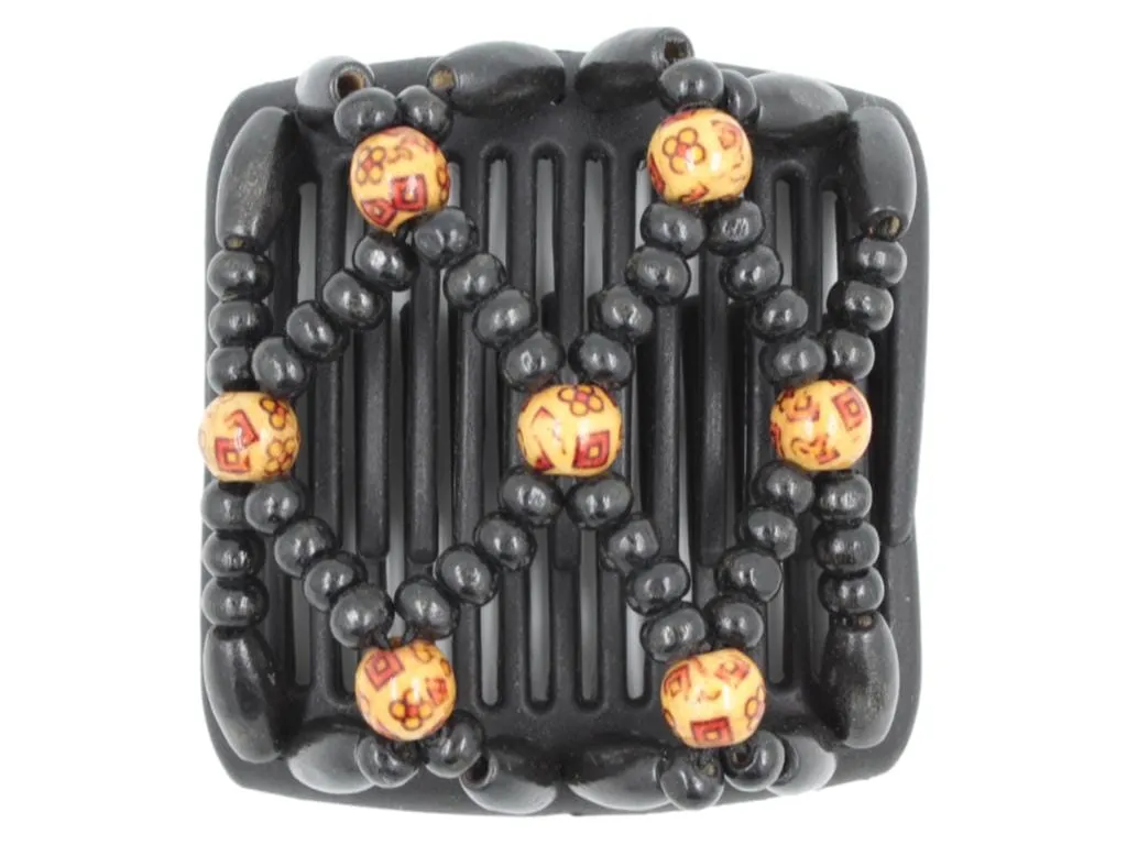 African Butterfly Chameleon Hair Comb - Ndebele Black 50
