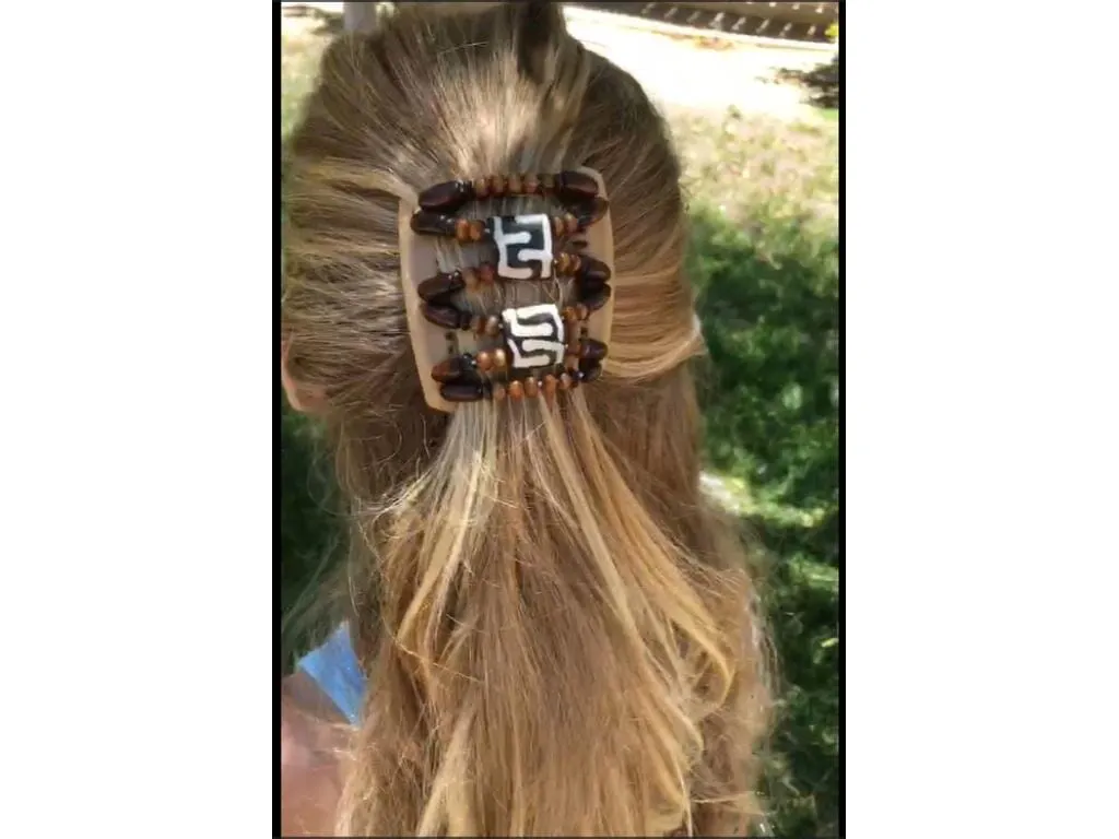 African Butterfly Chameleon Hair Comb - Ndebele Black 50