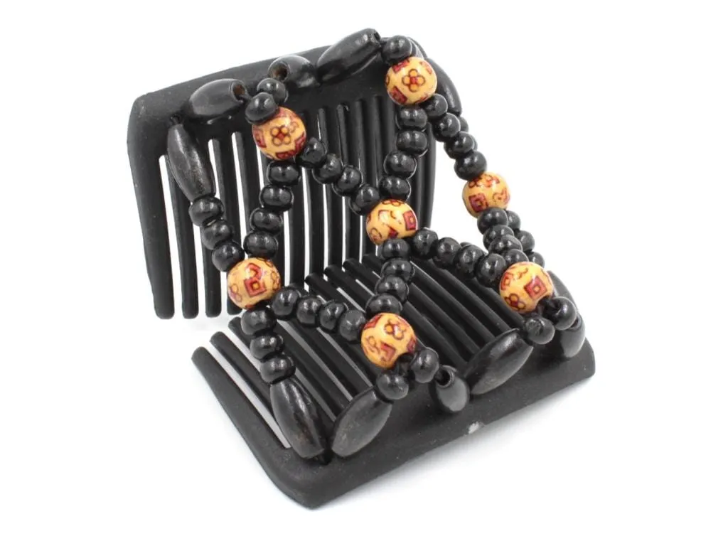 African Butterfly Chameleon Hair Comb - Ndebele Black 50