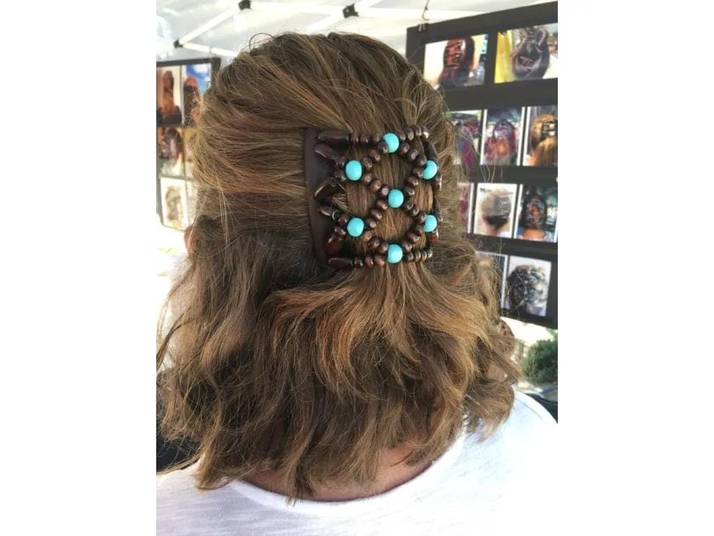 African Butterfly Chameleon Hair Comb - Ndebele Black 50
