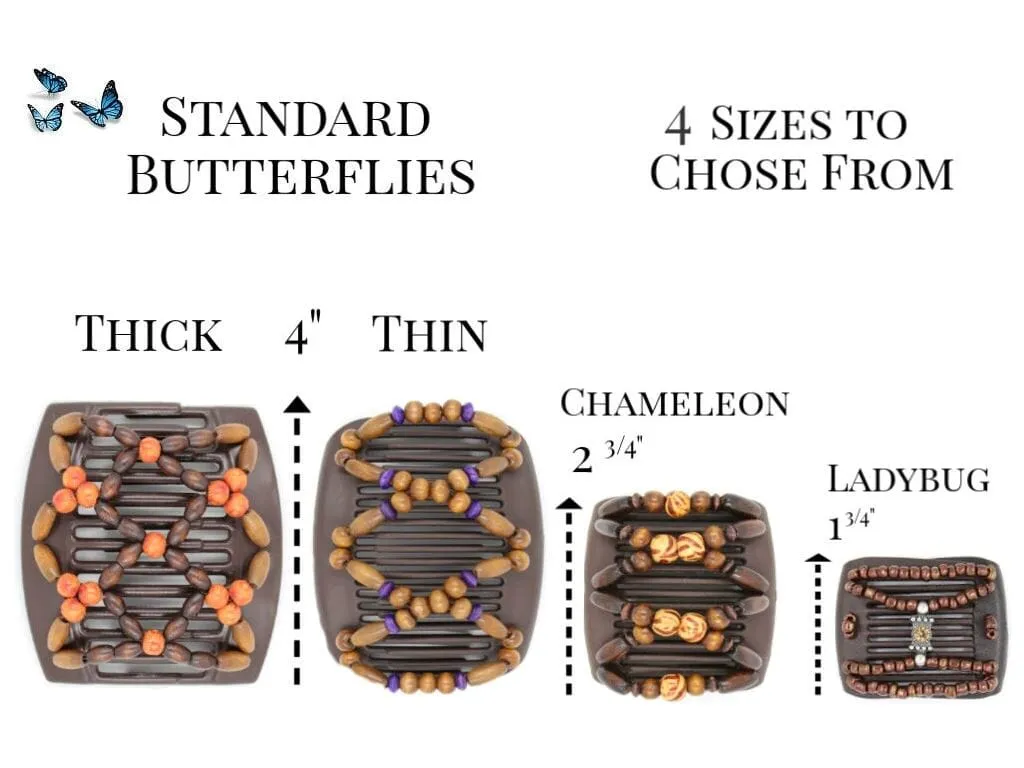 African Butterfly Chameleon Hair Comb - Ndebele Black 50