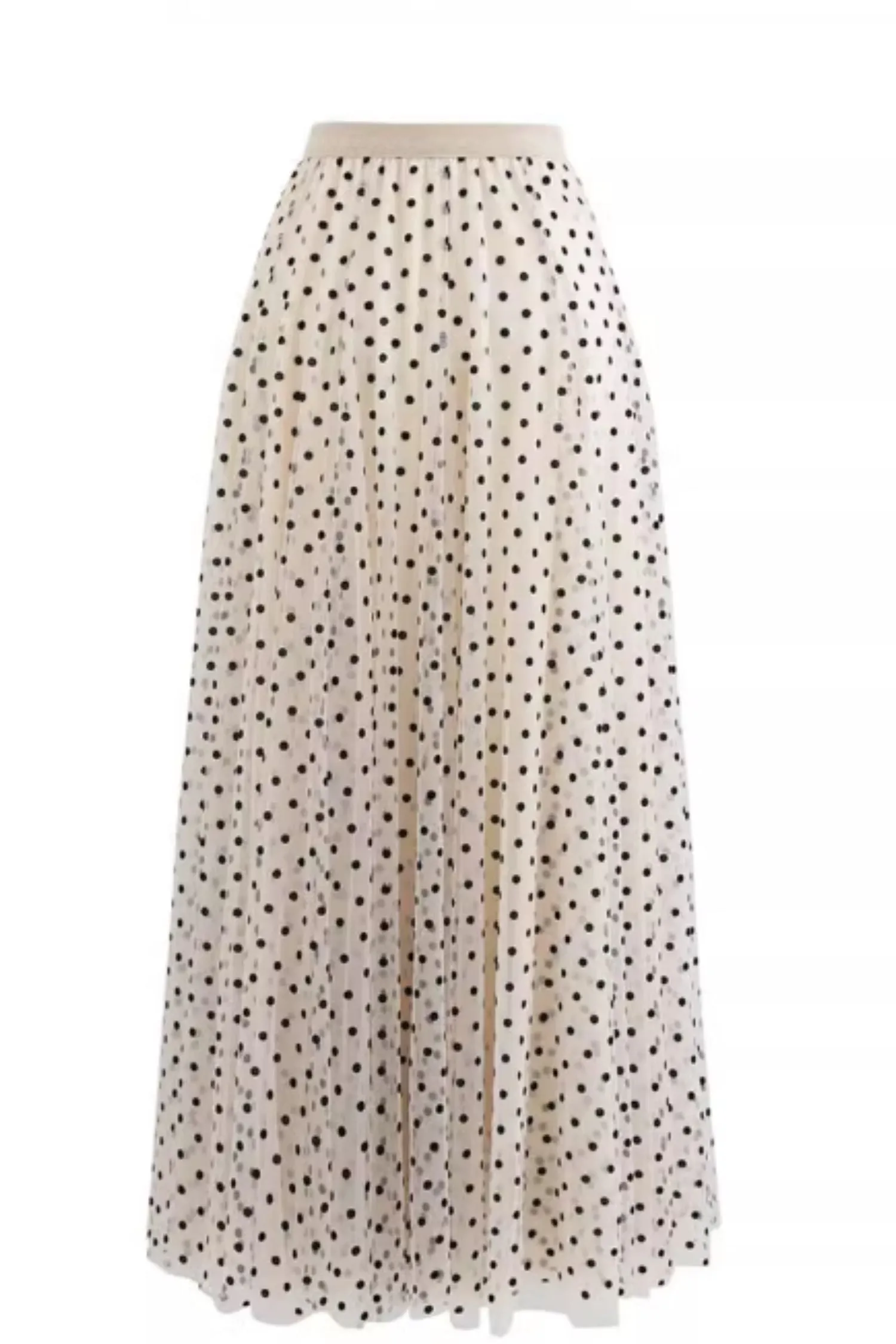 Black and white polka dot long lace skirt 5582