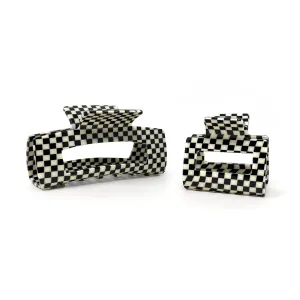 Black Check Hair Claw – Stylish Checkered Hair Accessory | Trendy Everyday Clip