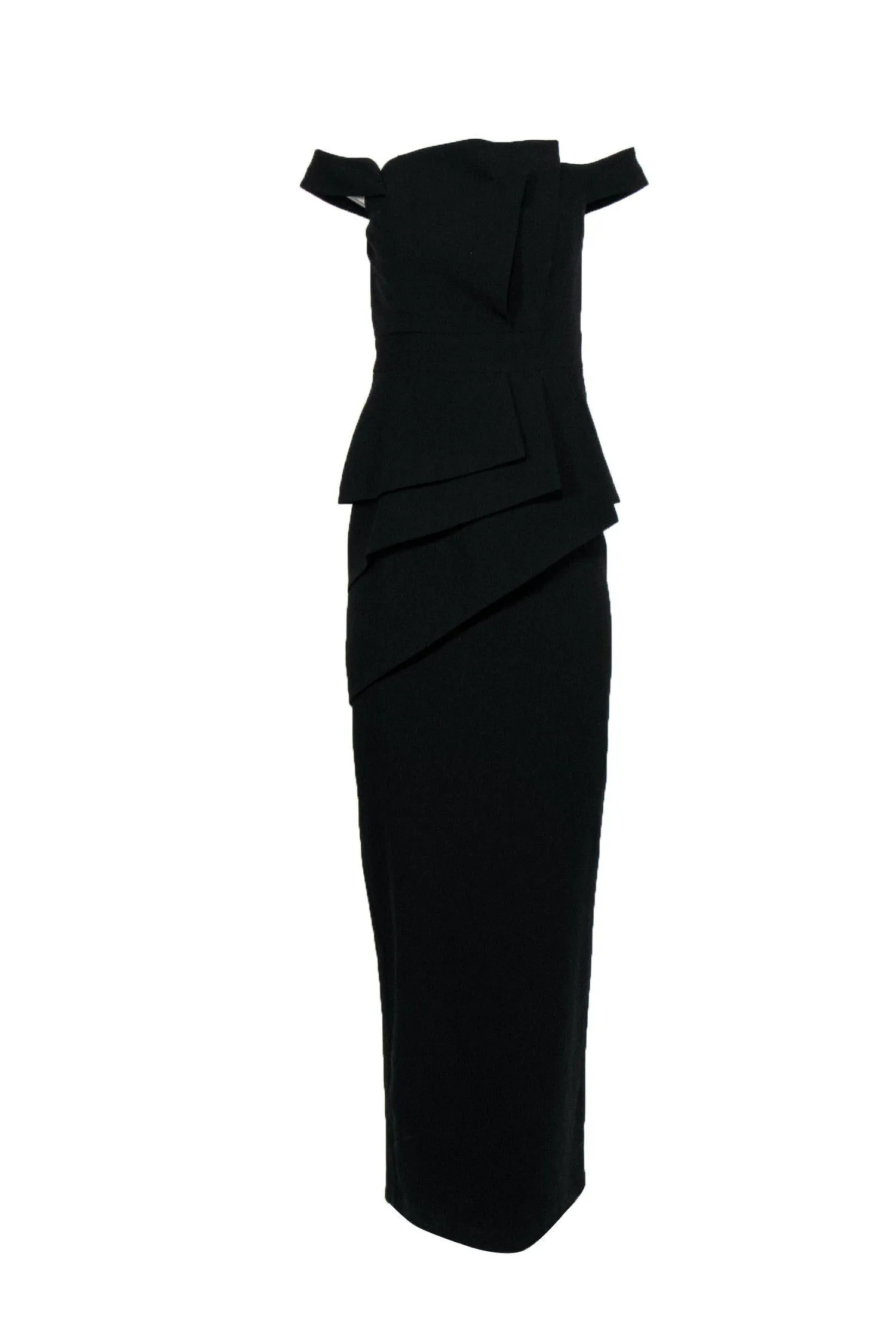 Black Halo - Black Pleated Front Off-the-Shoulder Gown Sz 4