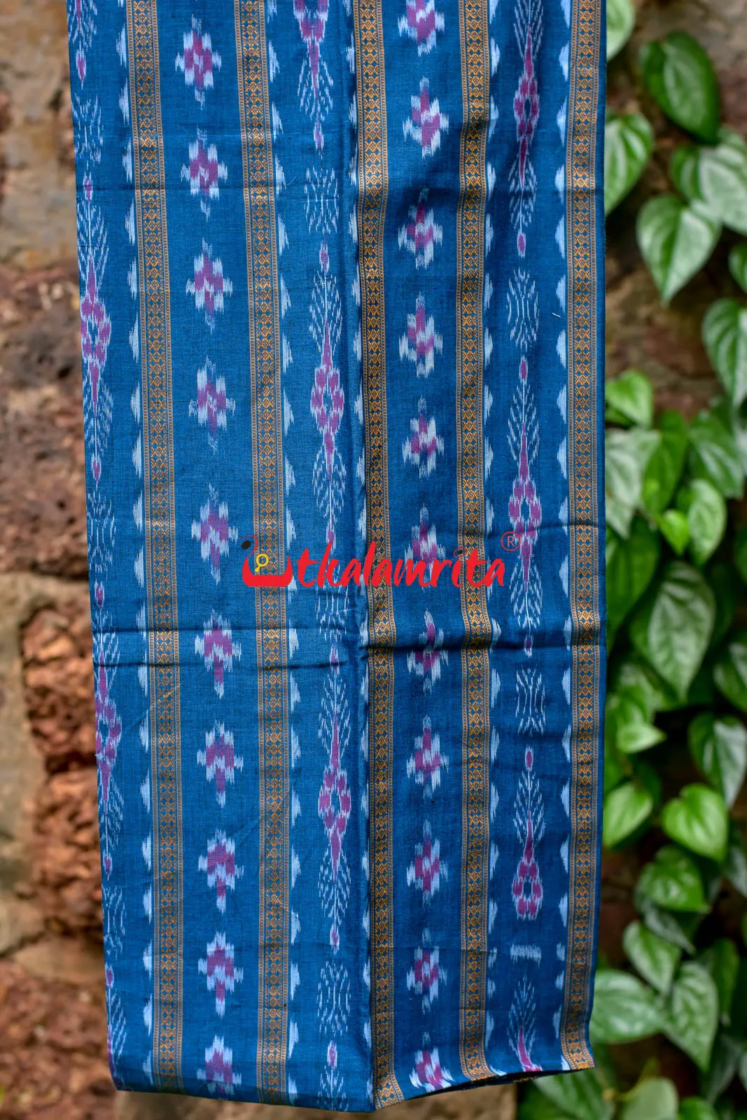 Blue Black Pasapali Long Flower Bandha Dress Set