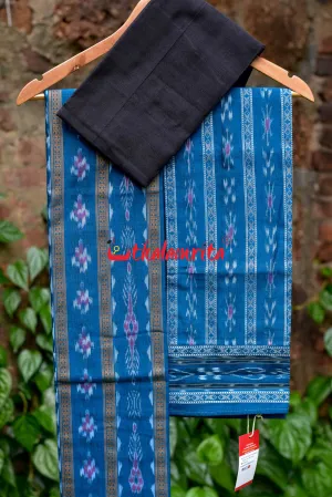 Blue Black Pasapali Long Flower Bandha Dress Set