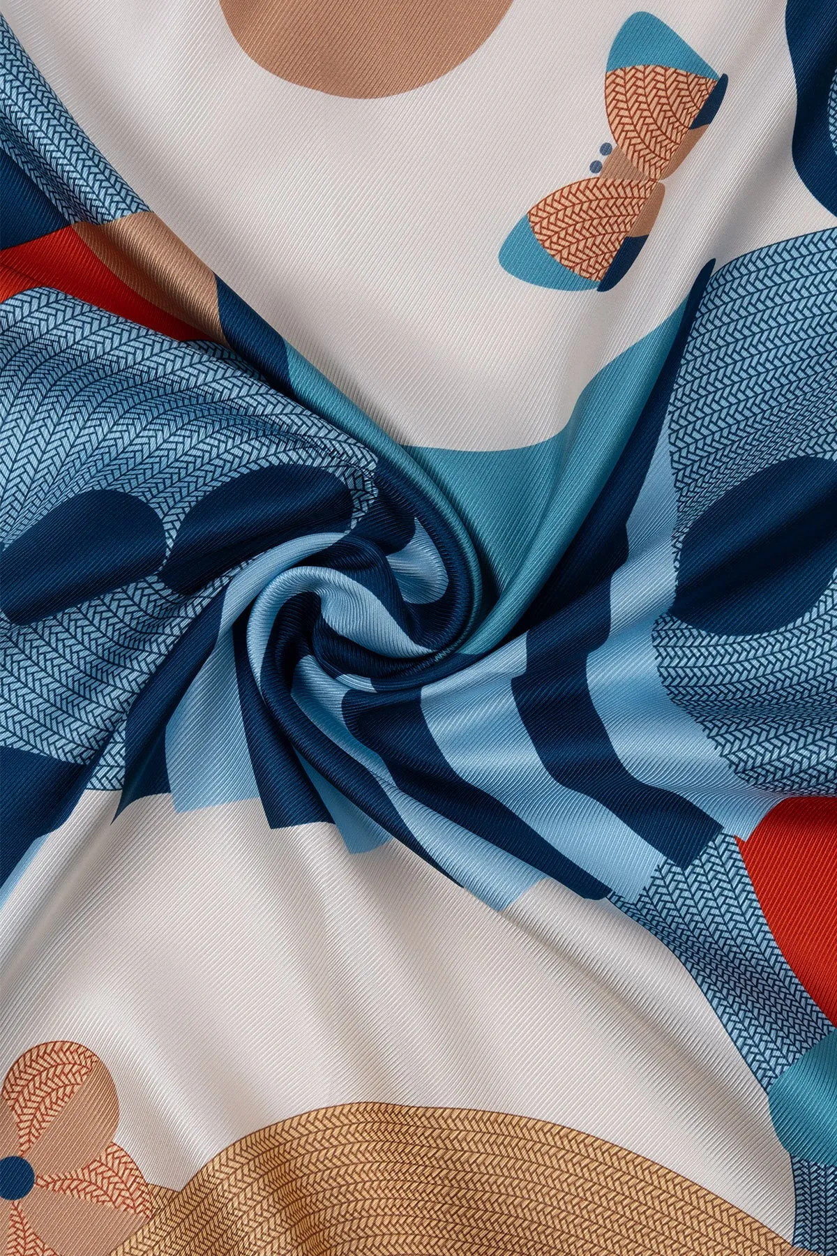 Blue Lena Pure Silk Printed Scarf 70x70 cm