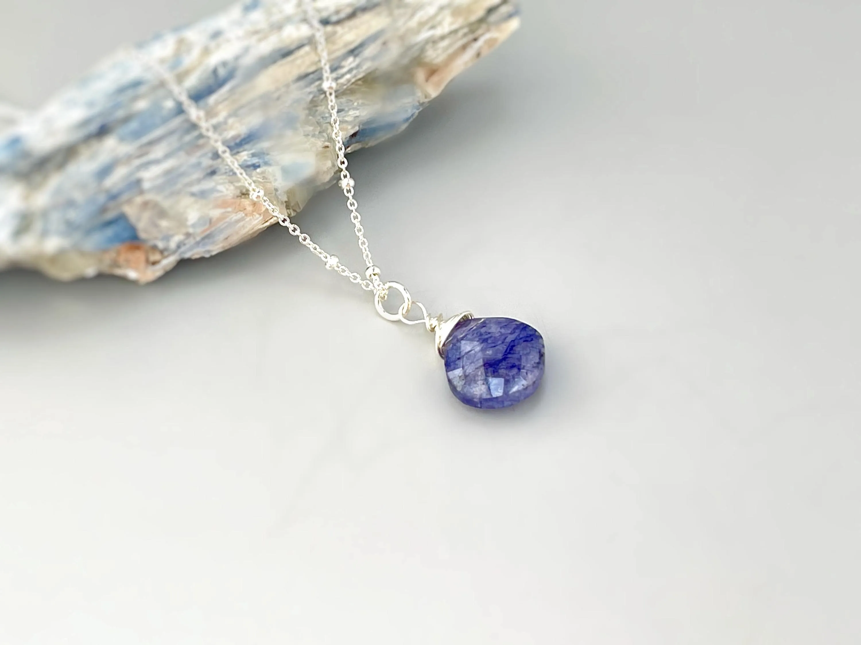 Blue Moonstone Necklace Sterling Silver, Gold