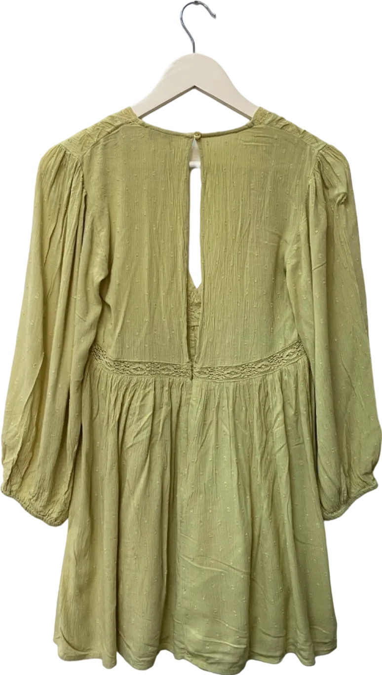 Brave Soul Green Embroidered V-Neck Dress UK S