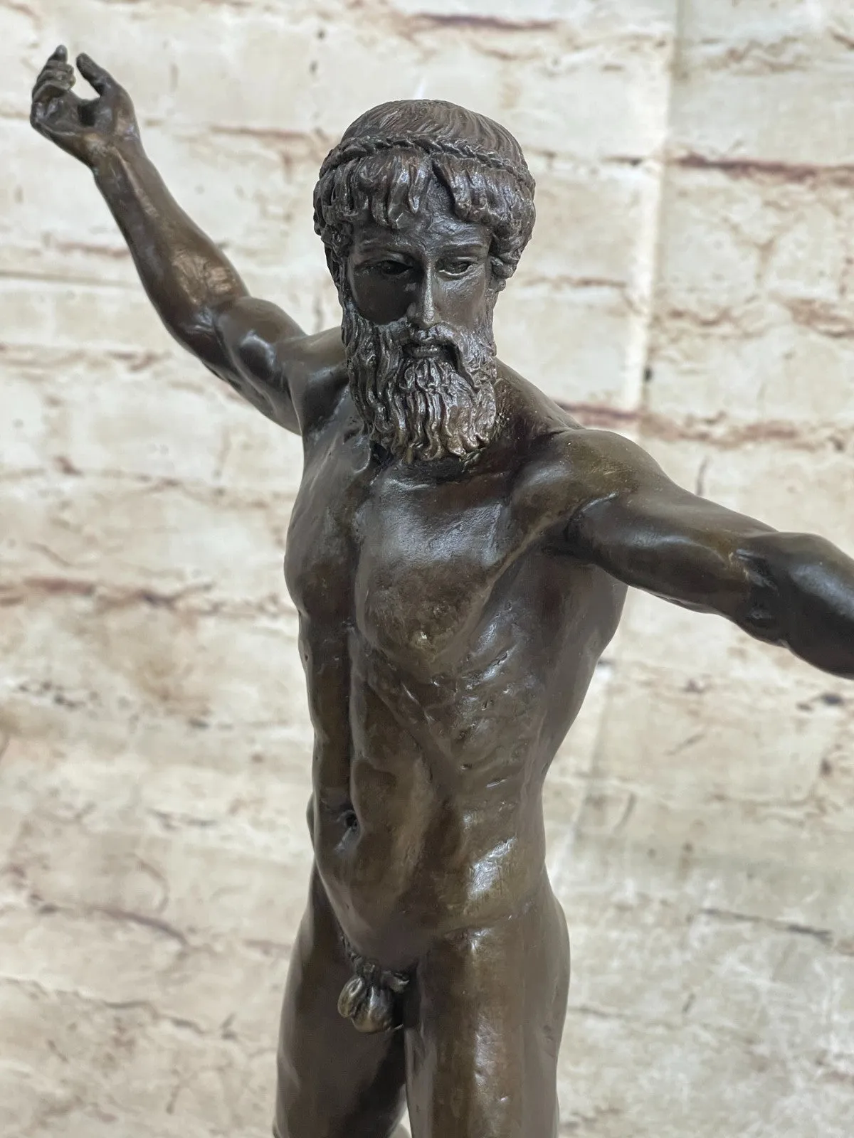 Bronze Marble Statue Atlantis POSEIDON Neptune Sea God Sculpture Art Figure Nude