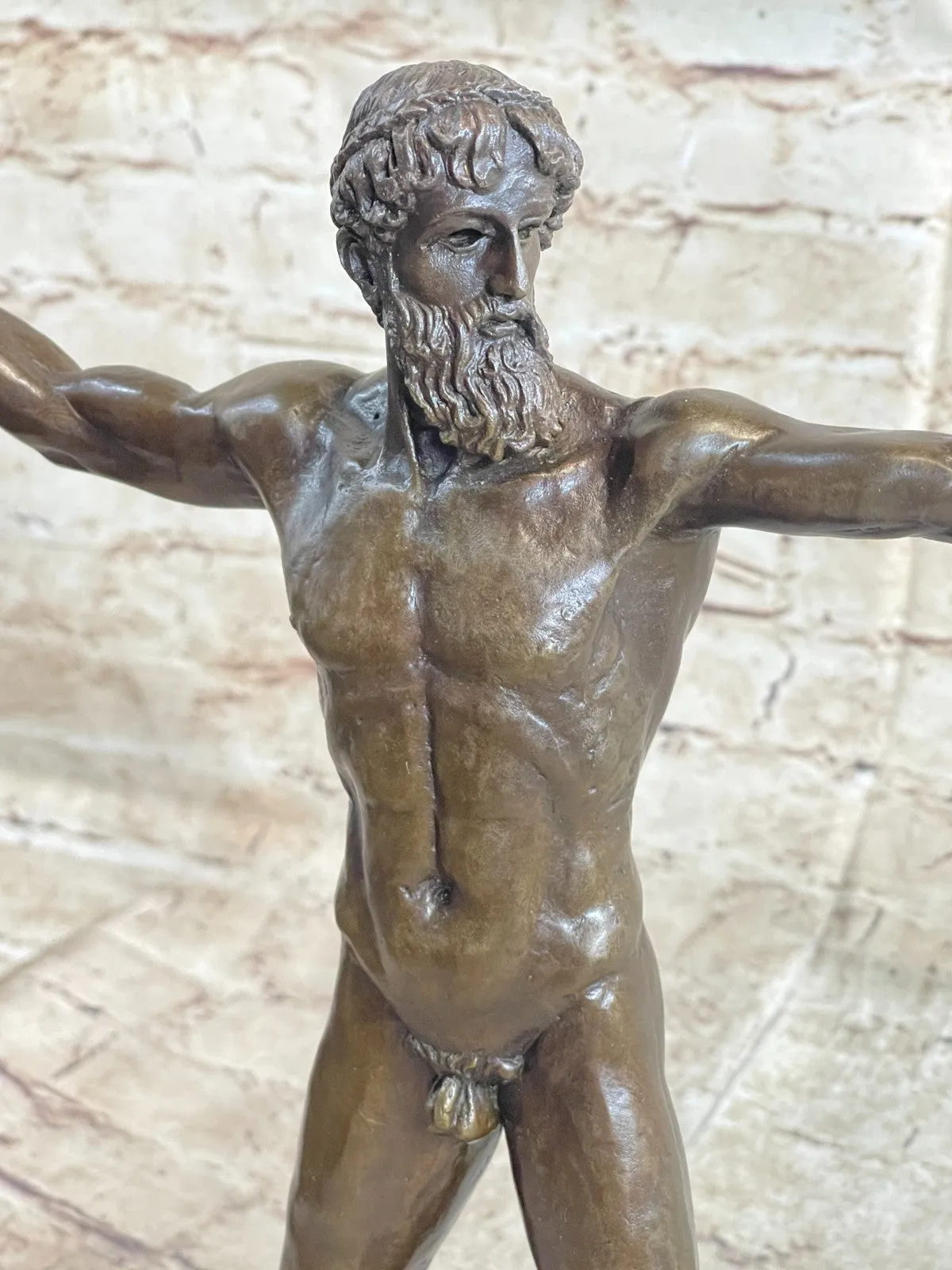 Bronze Marble Statue Atlantis POSEIDON Neptune Sea God Sculpture Art Figure Nude