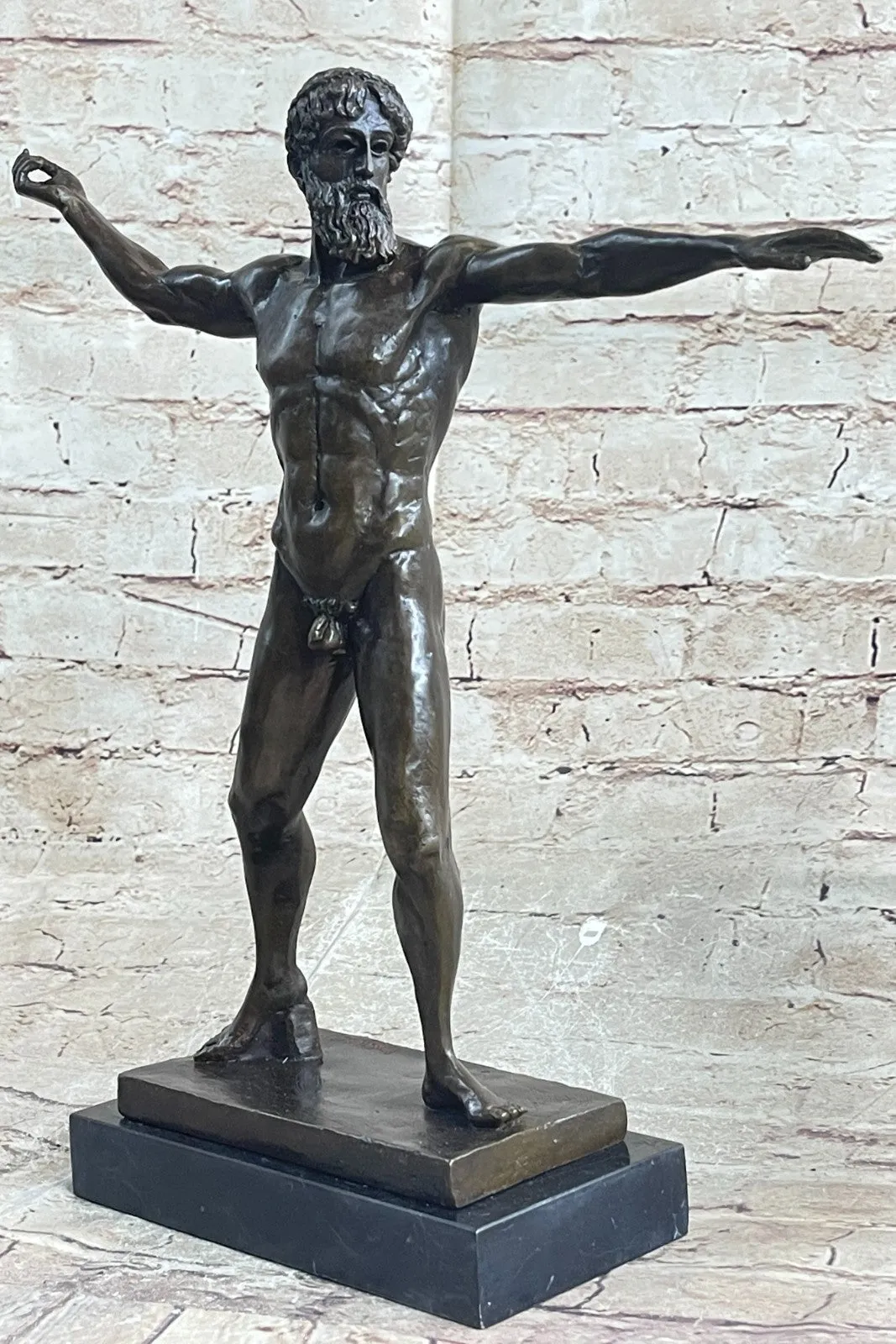 Bronze Marble Statue Atlantis POSEIDON Neptune Sea God Sculpture Art Figure Nude