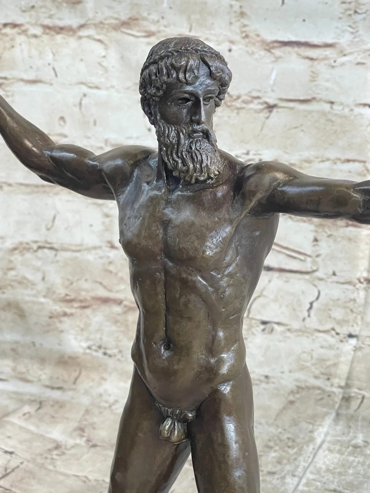 Bronze Marble Statue Atlantis POSEIDON Neptune Sea God Sculpture Art Figure Nude