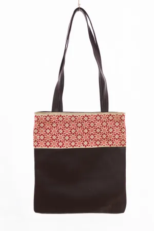 Brown hand embroidered handbag