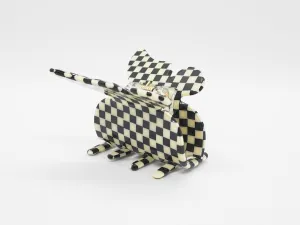 Butterfly Black & White Checkered Acetate Hair Claw Clip