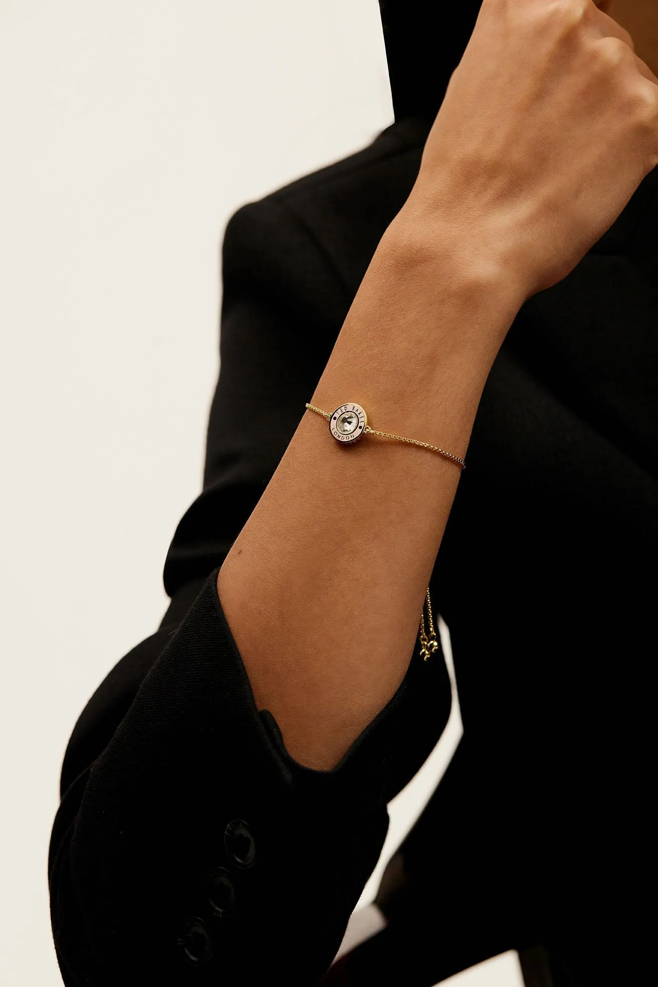 Cherla Crystal Button Adjustable Bracelet Gold