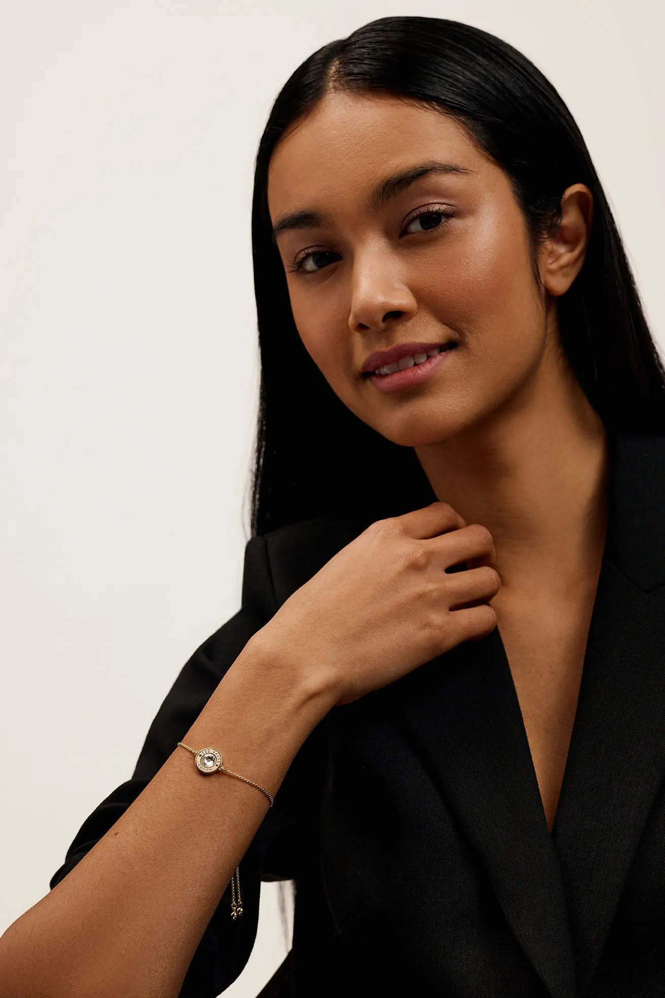 Cherla Crystal Button Adjustable Bracelet Gold