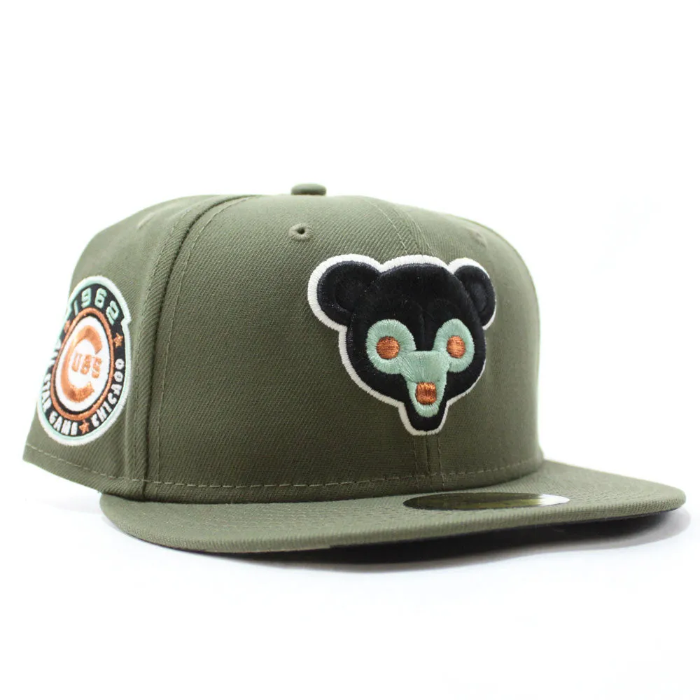 Chicago Cubs 1962 All Star Game New Era 59Fifty Fitted Hat (Zombie Pack Pack GITD Olive Camo Under Brim)