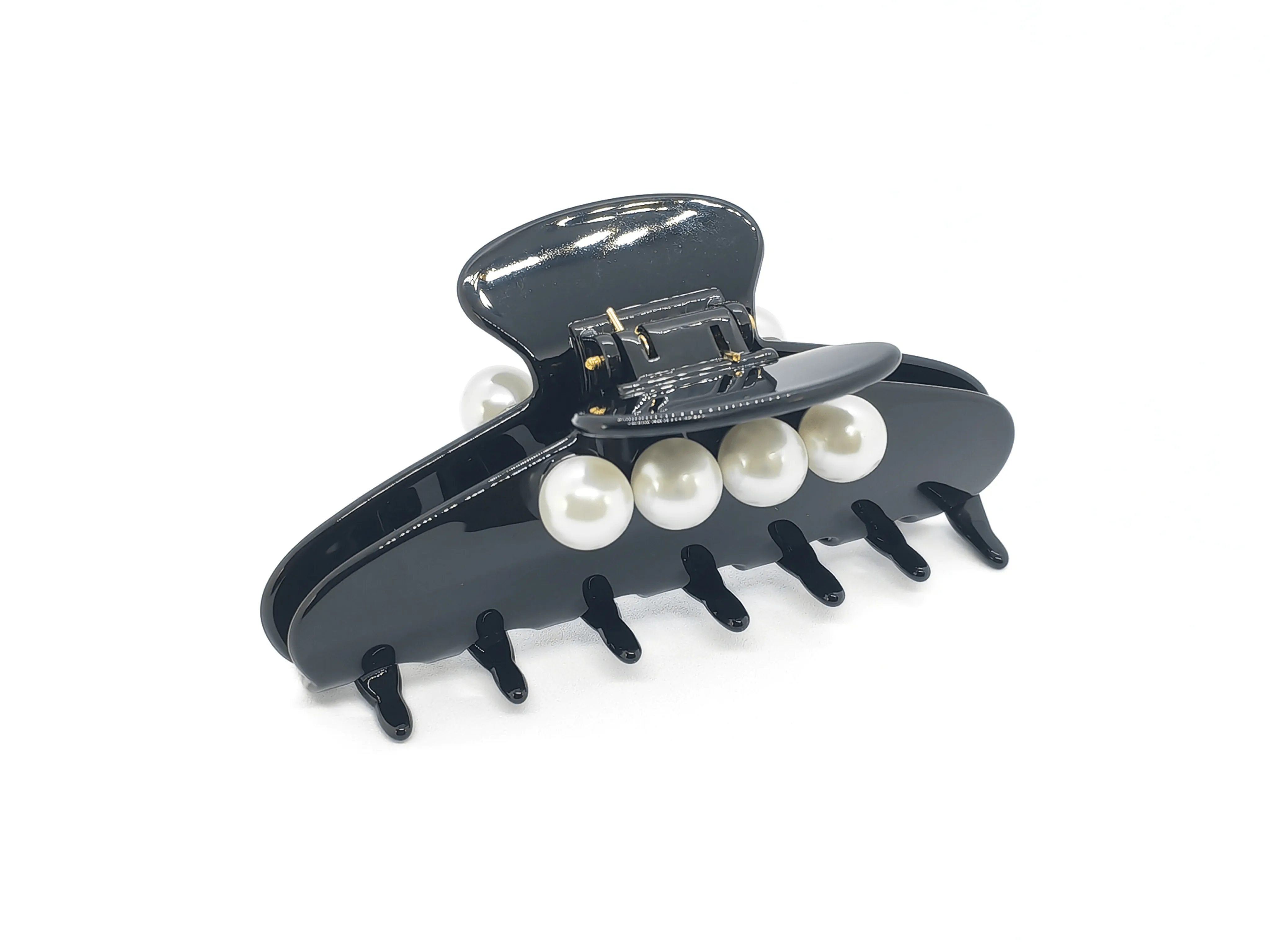 Classic Pearl Hair Claw Clip - Black
