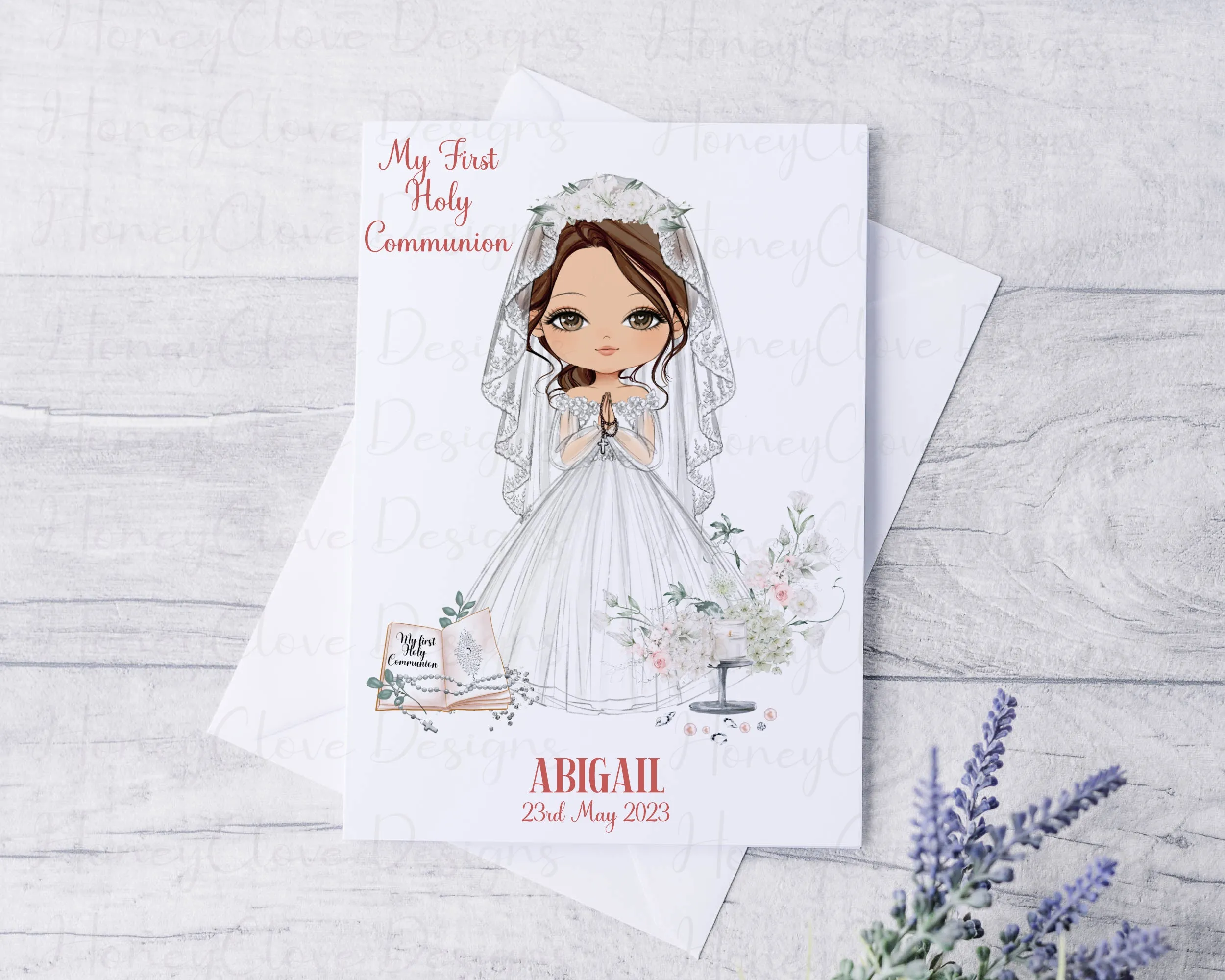 Communion Girl With Veil Greeting Card