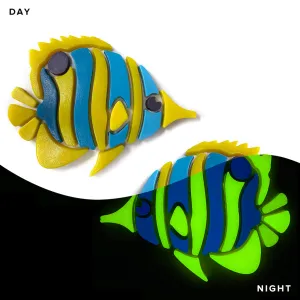 Copperband Butterflyfish, Left and Right - Glow in the Dark Pool Mosaics