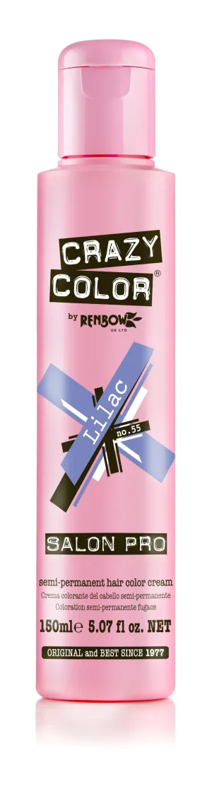 Crazy Color Semi-Permanent Hair Color Cream - Lilac No. 55 (150 ml)