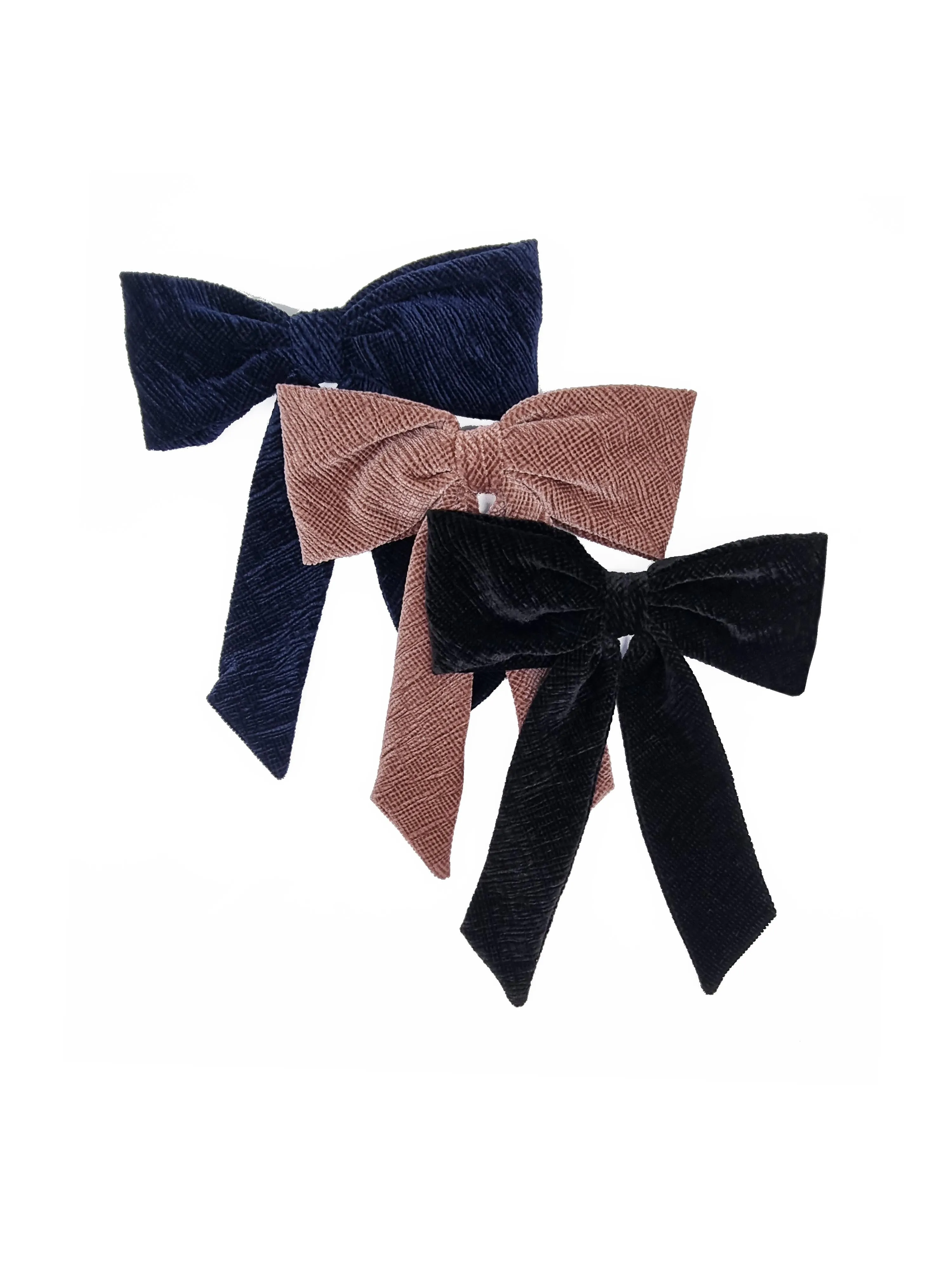 CRINKLE VELVET BOW DUSTY PINK