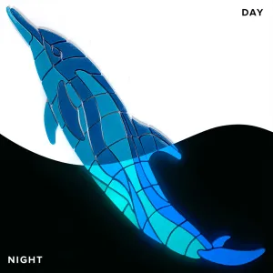 Dancing Dolphin, Left - Glow in the Dark Pool Mosaic