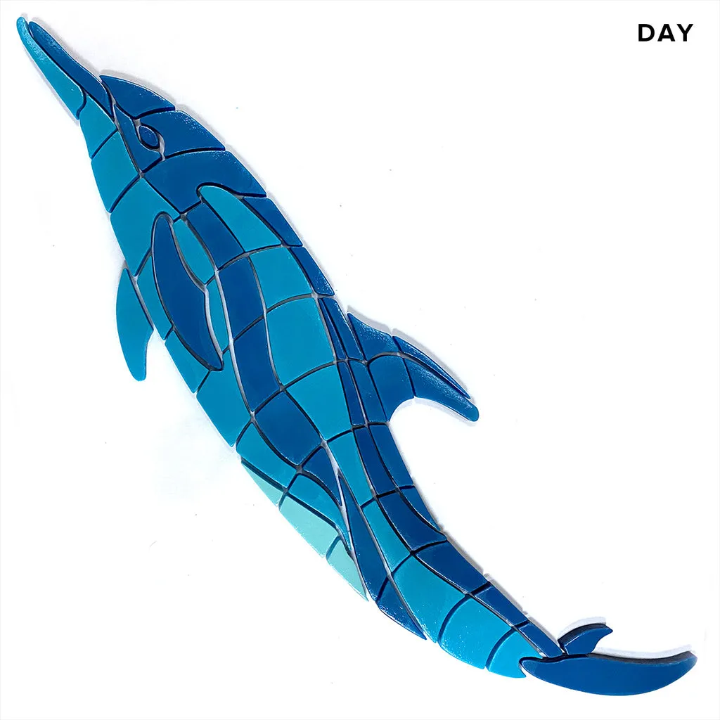 Dancing Dolphin, Left - Glow in the Dark Pool Mosaic