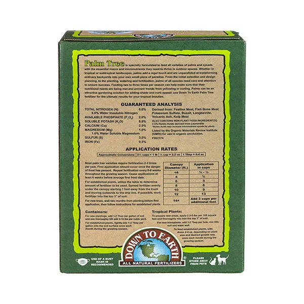 Down to Earth™, Palm Tree 6-2-8, All Natural Fertilizer, Blended (5 LBS.)