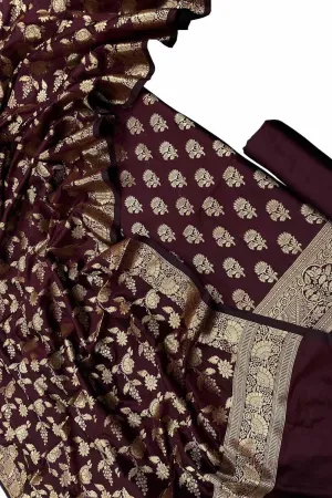 Elegant Maroon Banarasi Silk Suit
