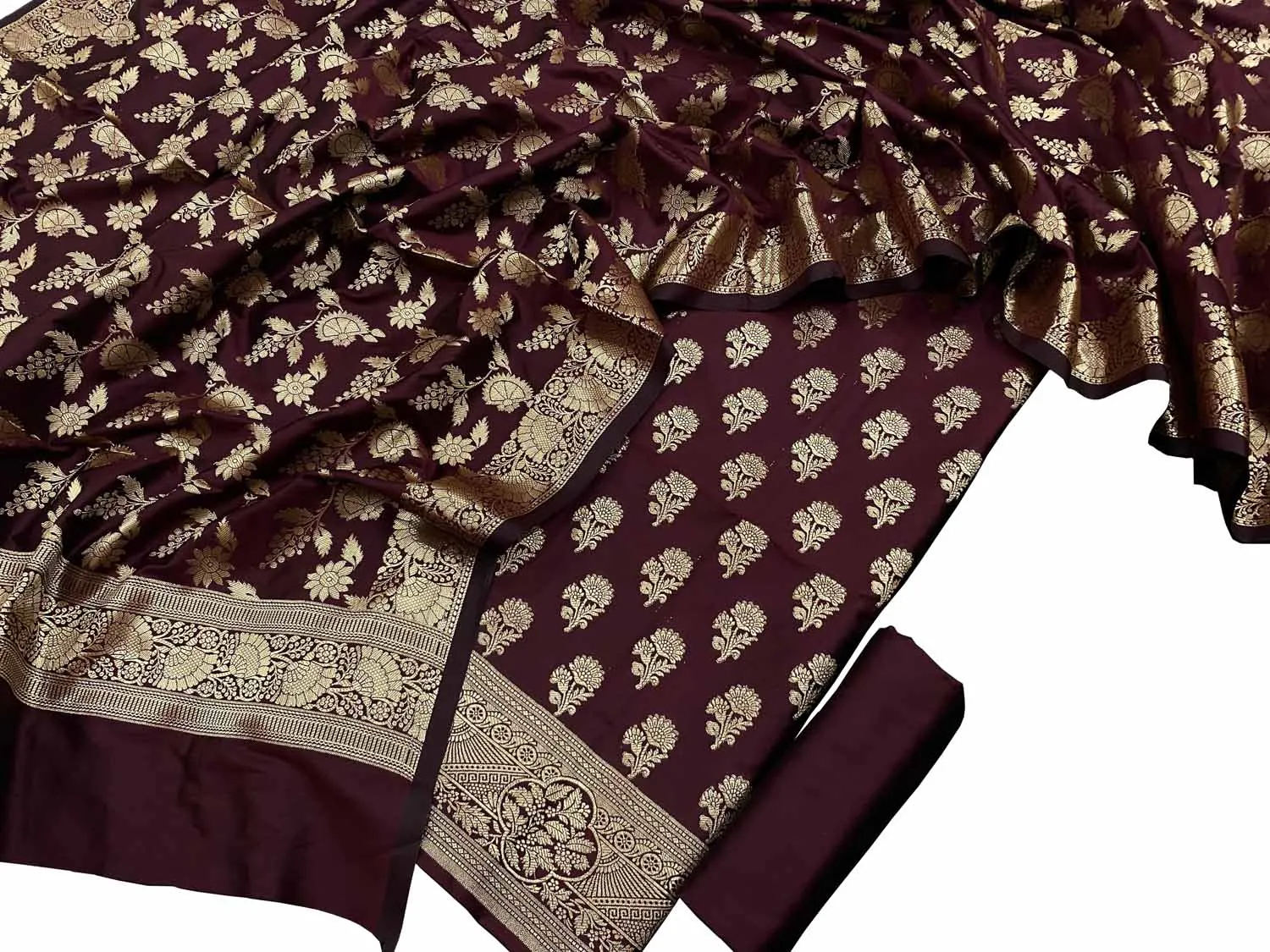 Elegant Maroon Banarasi Silk Suit