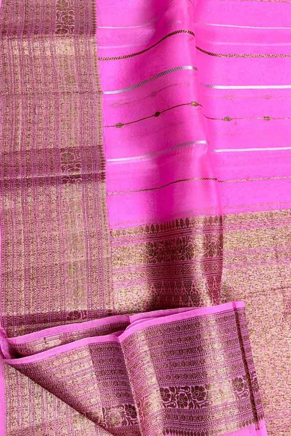 Elegant Pink Banarasi Handloom Silk Saree
