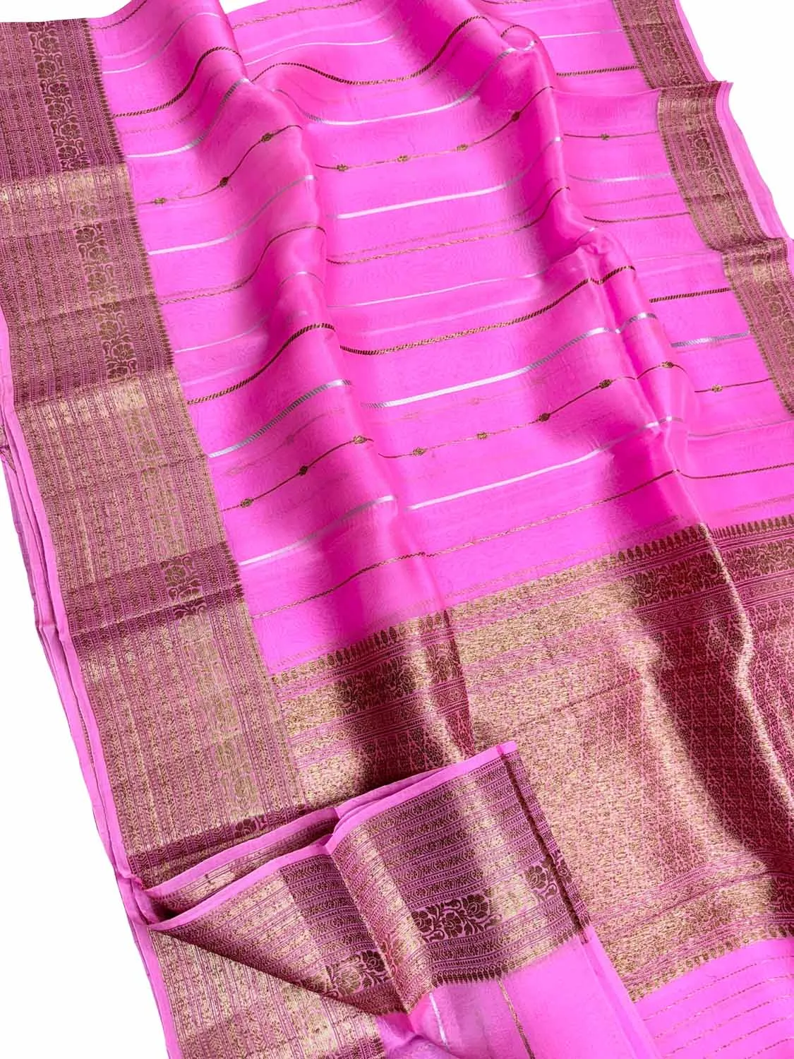 Elegant Pink Banarasi Handloom Silk Saree